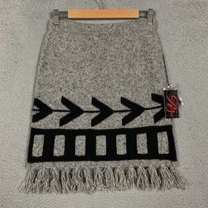 Roja‎ Collection Sweater Skirt Size XS Gray/Black Knit Lambswool Blend Mini NWT